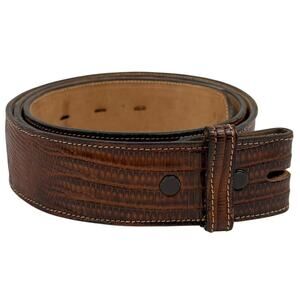 Tony Lama Gold Label Genuine Lizard Embossed Leather Belt Strap Brown Western 38